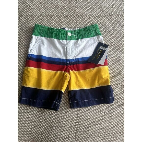 NWT Polo Ralph Lauren 4T Color block Cotton Shorts Coastal Retro Summer Casual - Picture 1 of 10